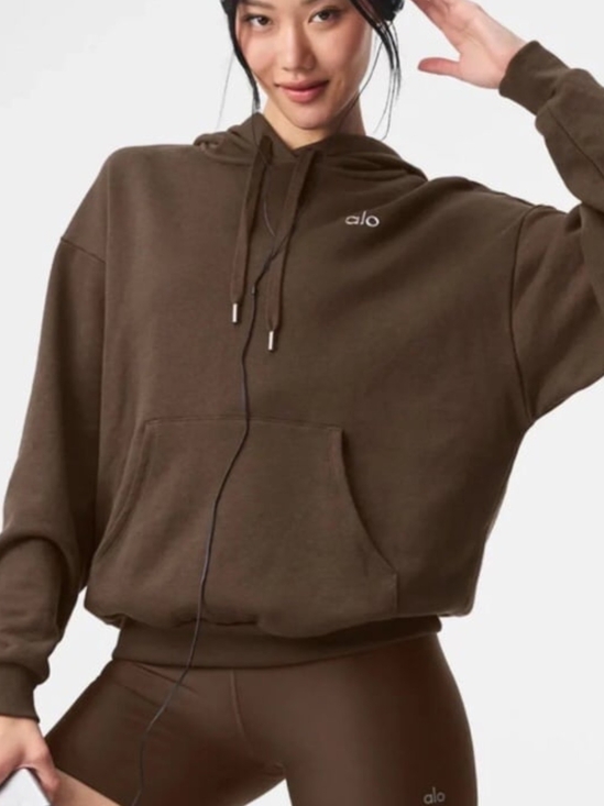 ALO Yoga Tops - ALO Yoga Women's Chocolate Espresso Brown Cozy Hoodie